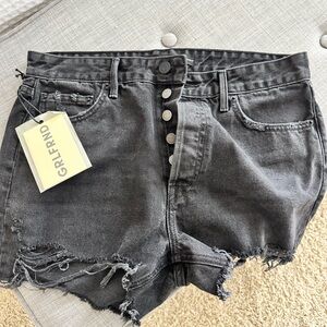 GRLFRND Black Distressed Denim Shorts